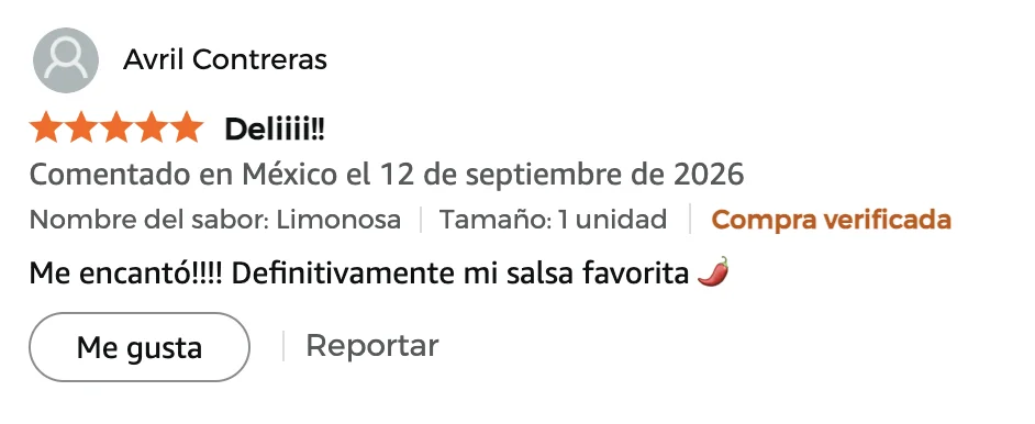 Reseña de cinco estrellas de La Viral en Amazon, compra verificada
