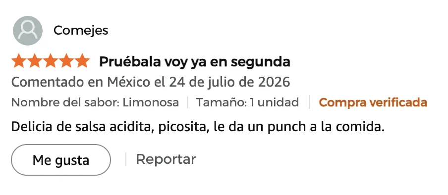 Reseña de cinco estrellas de La Viral en Amazon, compra verificada