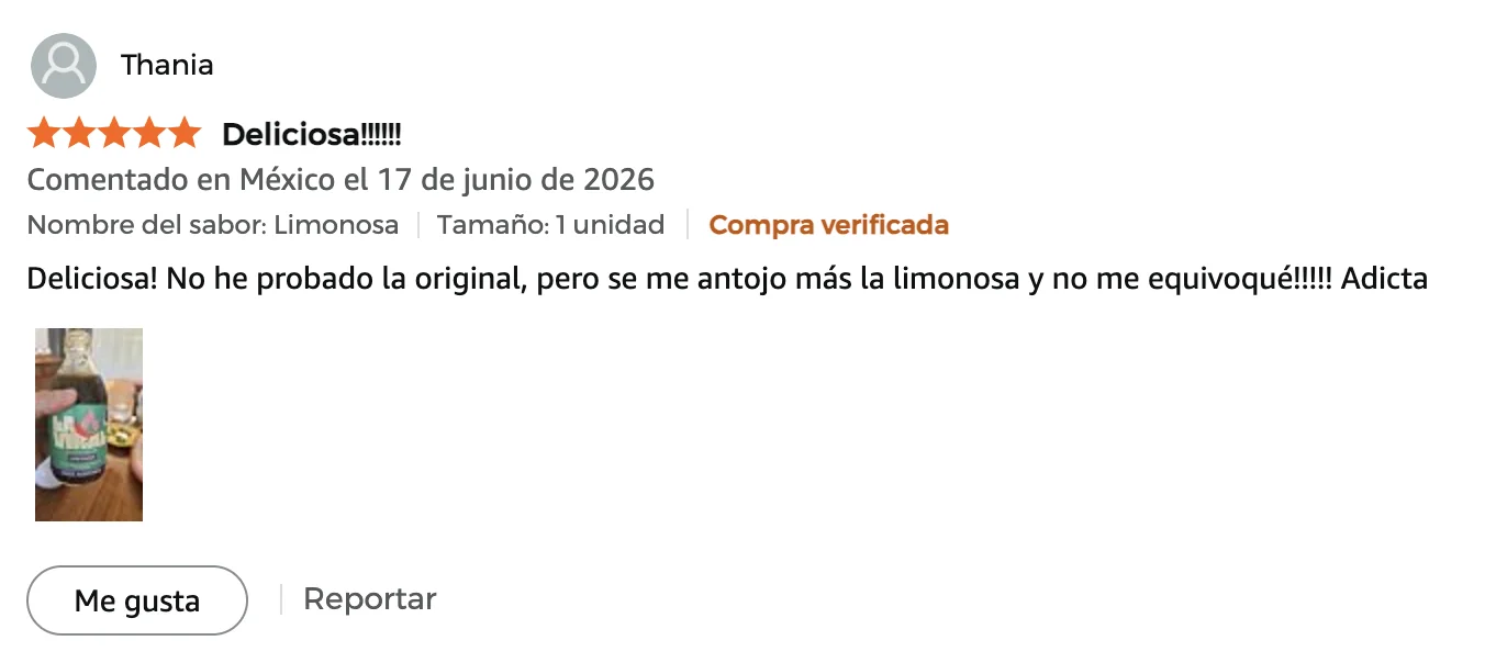 Reseña de cinco estrellas de La Viral en Amazon, compra verificada