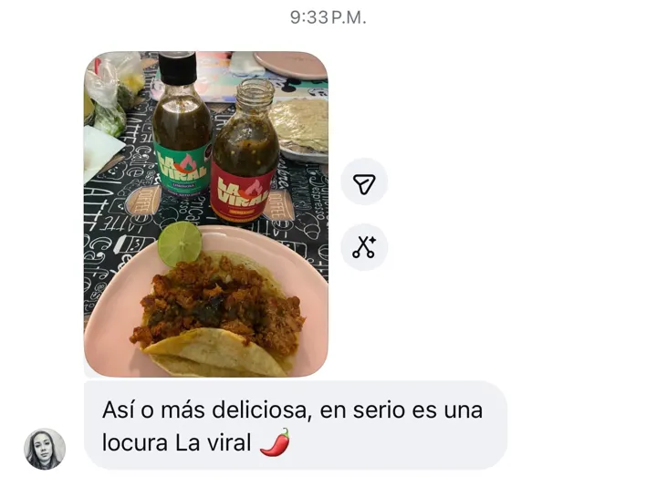 Mensaje de una clienta sobre La Viral