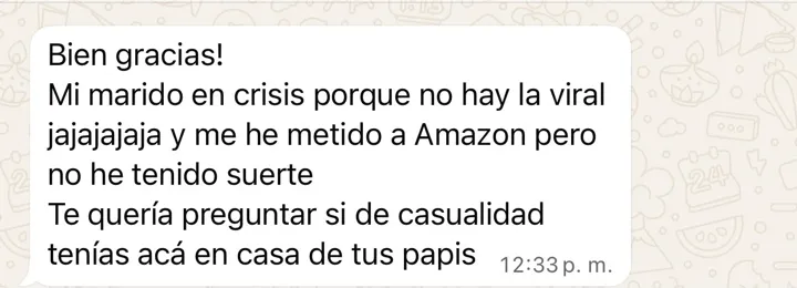 Mensaje de una clienta sobre La Viral